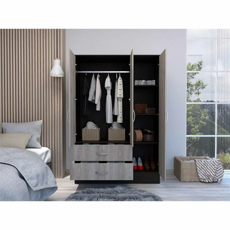 Wholesale ๐ Atlin Designs Mirrored Modern Wood Armoire In Black Wenge/Light Oak ๐งจ 7 Wholesale ๐ Atlin Designs Mirrored Modern Wood Armoire In Black Wenge/Light Oak ๐งจ - Image 5