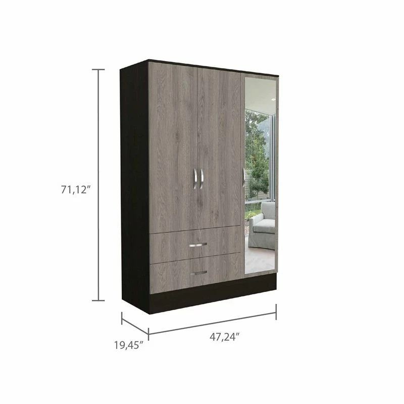 Wholesale ๐ Atlin Designs Mirrored Modern Wood Armoire In Black Wenge/Light Oak ๐งจ 8 Wholesale ๐ Atlin Designs Mirrored Modern Wood Armoire In Black Wenge/Light Oak ๐งจ - Image 6