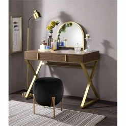 New π ACME Furniture ACME Coleen Vanity Desk In Walnut & Gold Finish π 25 New π ACME Furniture ACME Coleen Vanity Desk In Walnut & Gold Finish π -Living Room Sales Shop 2512772 11 L