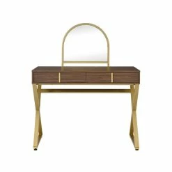 New π ACME Furniture ACME Coleen Vanity Desk In Walnut & Gold Finish π 21 New π ACME Furniture ACME Coleen Vanity Desk In Walnut & Gold Finish π -Living Room Sales Shop 2512772 7 L
