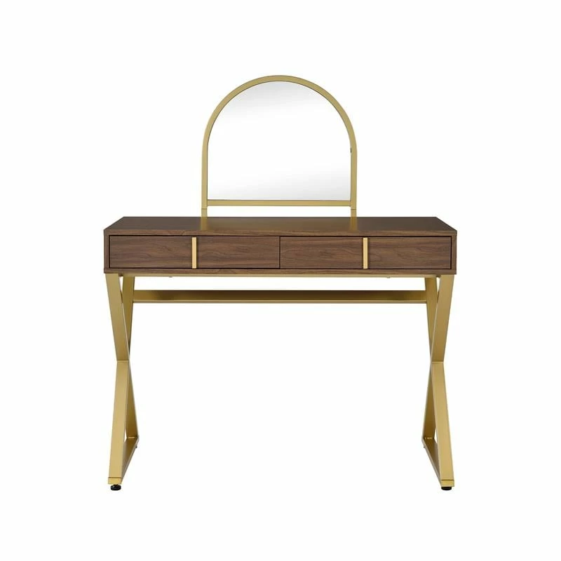New π ACME Furniture ACME Coleen Vanity Desk In Walnut & Gold Finish π 10 New π ACME Furniture ACME Coleen Vanity Desk In Walnut & Gold Finish π - Image 8