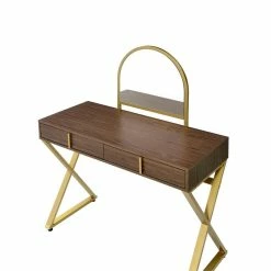New π ACME Furniture ACME Coleen Vanity Desk In Walnut & Gold Finish π 22 New π ACME Furniture ACME Coleen Vanity Desk In Walnut & Gold Finish π -Living Room Sales Shop 2512772 8 L