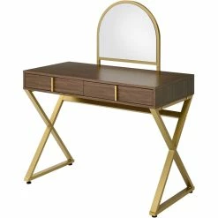 New π ACME Furniture ACME Coleen Vanity Desk In Walnut & Gold Finish π 15 New π ACME Furniture ACME Coleen Vanity Desk In Walnut & Gold Finish π -Living Room Sales Shop 2512772 L