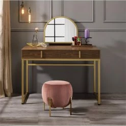 Deals π ACME Furniture ACME Coleen Vanity Desk In Walnut & Gold Finish βοΈ 25 Deals π ACME Furniture ACME Coleen Vanity Desk In Walnut & Gold Finish βοΈ -Living Room Sales Shop 2512773 11 L