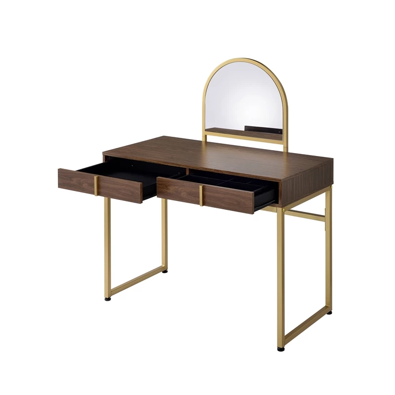 Deals π ACME Furniture ACME Coleen Vanity Desk In Walnut & Gold Finish βοΈ 7 Deals π ACME Furniture ACME Coleen Vanity Desk In Walnut & Gold Finish βοΈ - Image 5