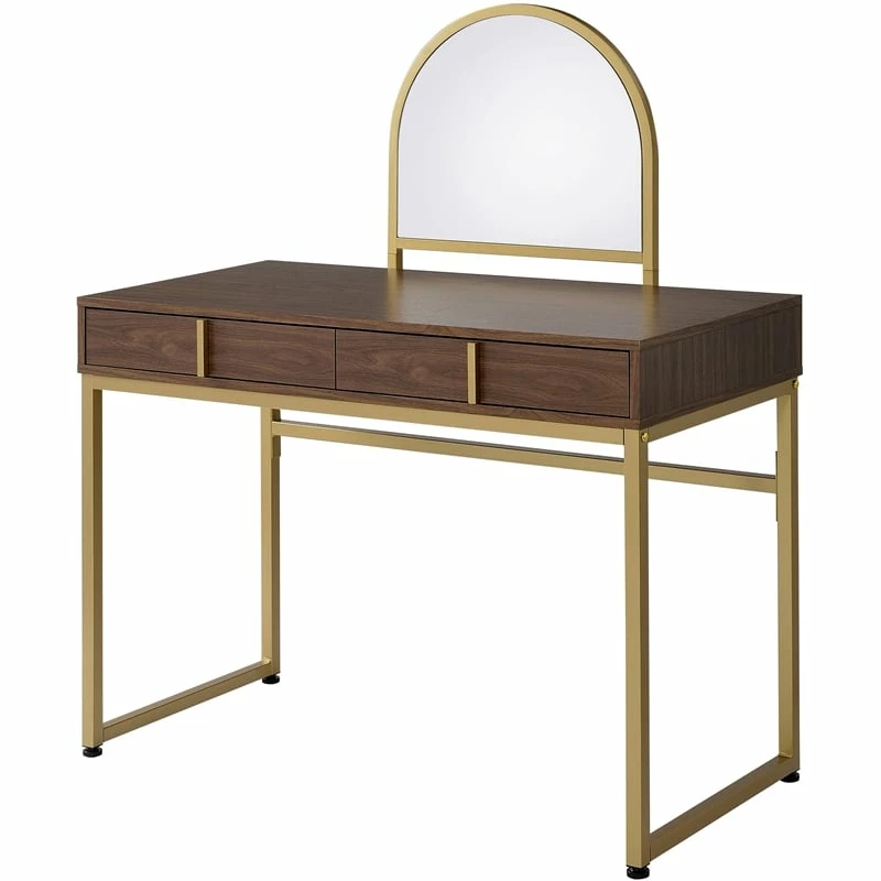 Deals π ACME Furniture ACME Coleen Vanity Desk In Walnut & Gold Finish βοΈ 4 Deals π ACME Furniture ACME Coleen Vanity Desk In Walnut & Gold Finish βοΈ - Image 2