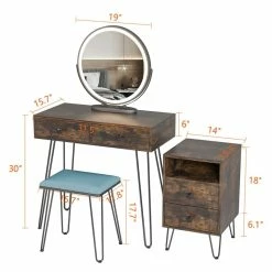 New ๐ฏ Alexent Wood Makeup Vanity Desk Set With Round Mirror & Storage Cabinet In Brown ๐งจ 17 New ๐ฏ Alexent Wood Makeup Vanity Desk Set With Round Mirror & Storage Cabinet In Brown ๐งจ -Living Room Sales Shop 2517314 10 L