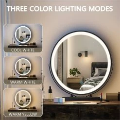 New ๐ฏ Alexent Wood Makeup Vanity Desk Set With Round Mirror & Storage Cabinet In Brown ๐งจ 18 New ๐ฏ Alexent Wood Makeup Vanity Desk Set With Round Mirror & Storage Cabinet In Brown ๐งจ -Living Room Sales Shop 2517314 11 L