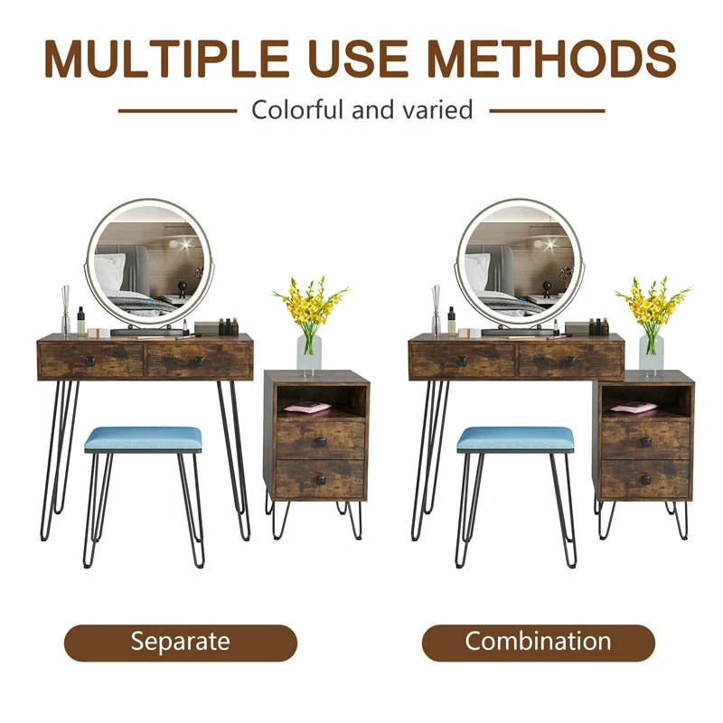 New ๐ฏ Alexent Wood Makeup Vanity Desk Set With Round Mirror & Storage Cabinet In Brown ๐งจ 7 New ๐ฏ Alexent Wood Makeup Vanity Desk Set With Round Mirror & Storage Cabinet In Brown ๐งจ - Image 5