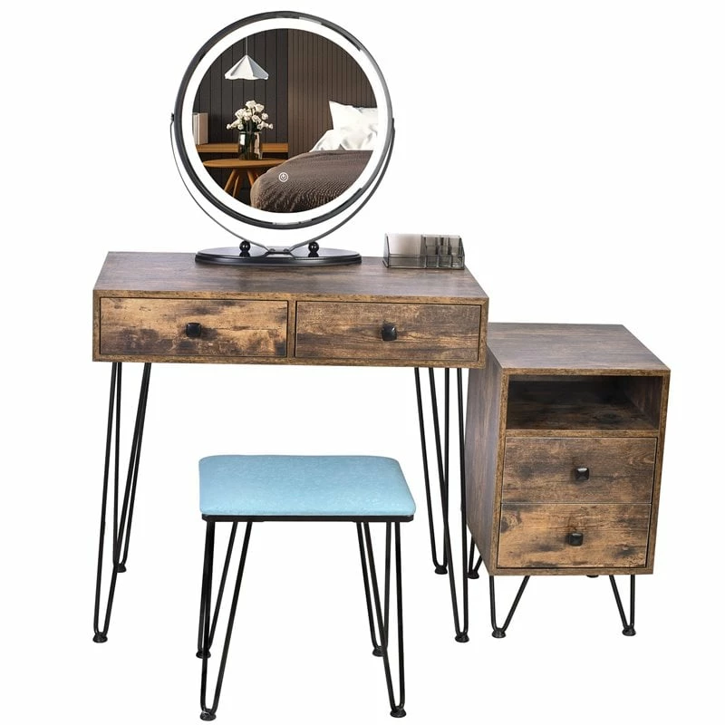 New ๐ฏ Alexent Wood Makeup Vanity Desk Set With Round Mirror & Storage Cabinet In Brown ๐งจ 8 New ๐ฏ Alexent Wood Makeup Vanity Desk Set With Round Mirror & Storage Cabinet In Brown ๐งจ - Image 6