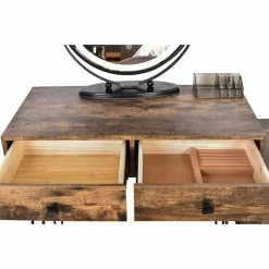 New ๐ฏ Alexent Wood Makeup Vanity Desk Set With Round Mirror & Storage Cabinet In Brown ๐งจ 23 New ๐ฏ Alexent Wood Makeup Vanity Desk Set With Round Mirror & Storage Cabinet In Brown ๐งจ -Living Room Sales Shop 2517314 5 L