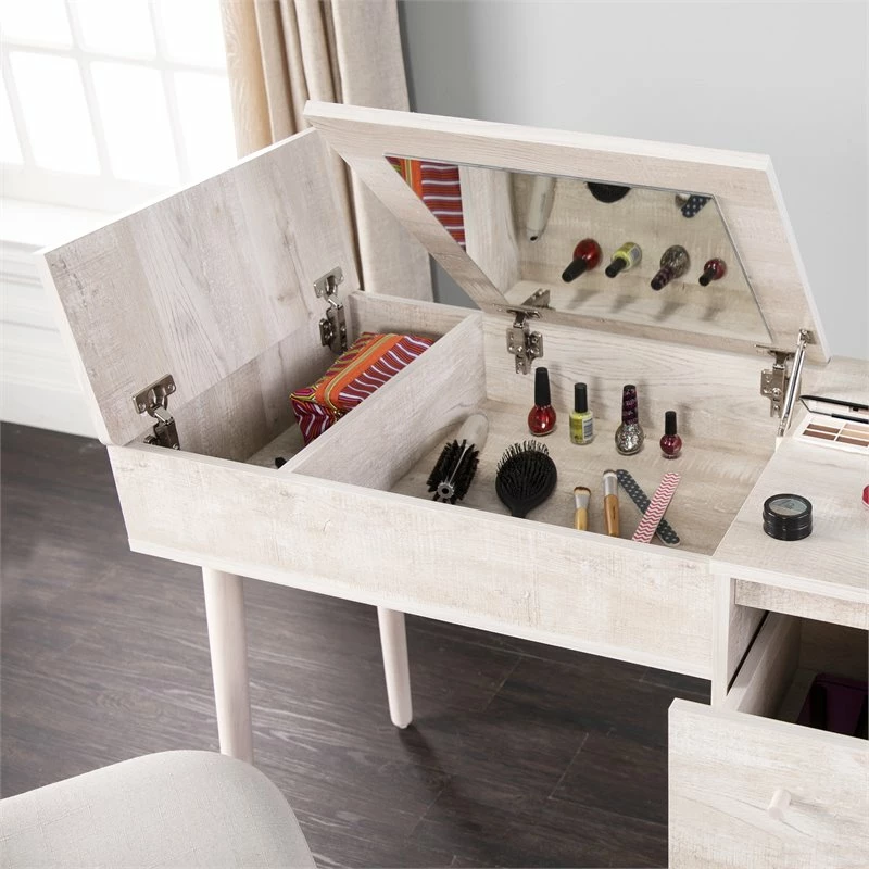 Discount π― Atlin Designs Wooden Bedroom Vanity Washed With Hidden Mirror In Gray π 7 Discount π― Atlin Designs Wooden Bedroom Vanity Washed With Hidden Mirror In Gray π - Image 5