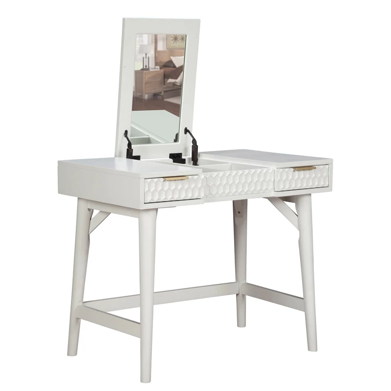 Buy ๐ Atlin Designs Contemporary White Pearl Wood Bedroom Vanity In White ๐ฏ 5 Buy ๐ Atlin Designs Contemporary White Pearl Wood Bedroom Vanity In White ๐ฏ - Image 3