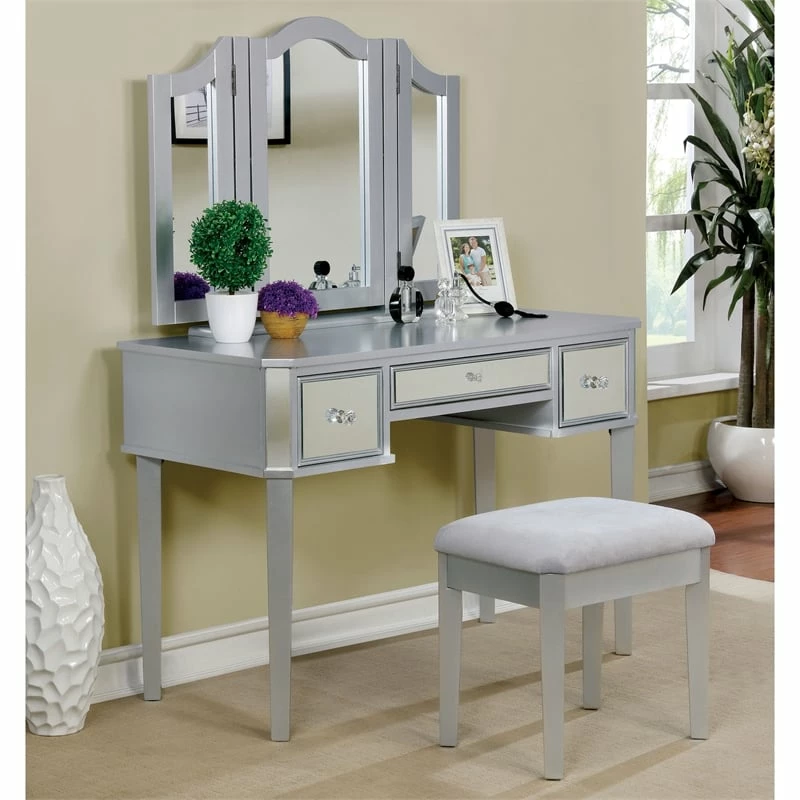 Coupon ๐ Atlin Designs Contemporary Wood 3-Piece Vanity Set In Silver ๐ 4 Coupon ๐ Atlin Designs Contemporary Wood 3-Piece Vanity Set In Silver ๐ - Image 2