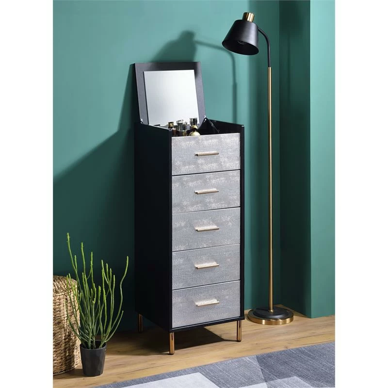 Buy ๐ ACME Furniture ACME Myles Jewelry Armoire In Black & Gold Finish ๐คฉ 7 Buy ๐ ACME Furniture ACME Myles Jewelry Armoire In Black & Gold Finish ๐คฉ - Image 5