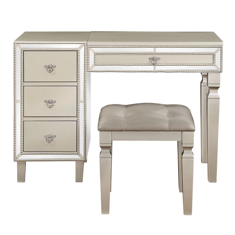 Best deal โ๏ธ Poundex Wooden Makeup Vanity Set With Lift-up Mirror And Stool - Silver ๐ 3 Best deal โ๏ธ Poundex Wooden Makeup Vanity Set With Lift-up Mirror And Stool - Silver ๐
