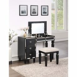 Cheap βοΈ Poundex Wooden Makeup Vanity Set With Lift-up Mirror And Stool - Black π― 9 Cheap βοΈ Poundex Wooden Makeup Vanity Set With Lift-up Mirror And Stool - Black π― -Living Room Sales Shop 2524515 3 L