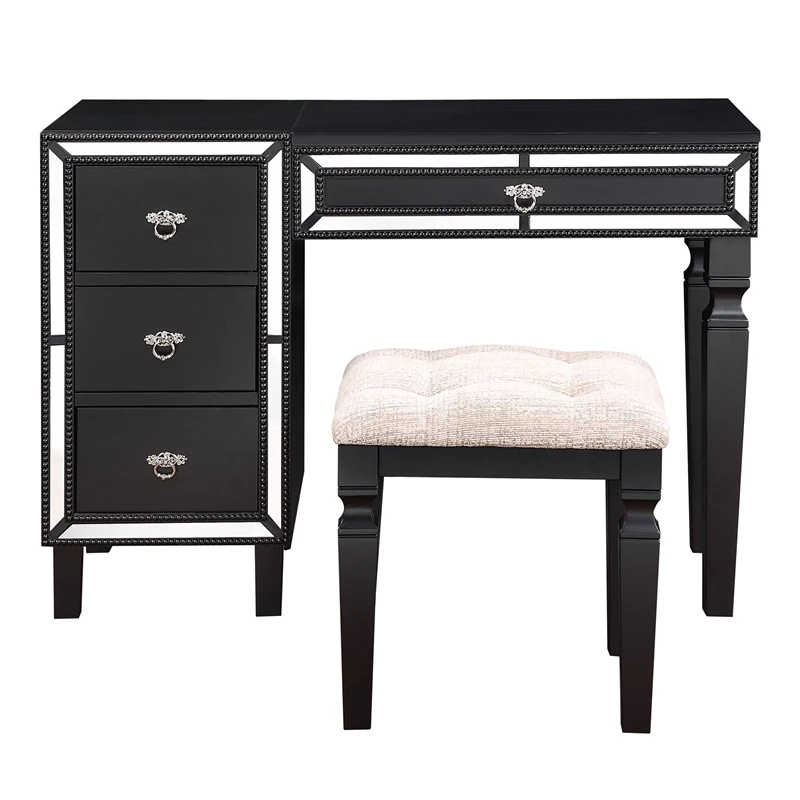 Cheap βοΈ Poundex Wooden Makeup Vanity Set With Lift-up Mirror And Stool - Black π― 3 Cheap βοΈ Poundex Wooden Makeup Vanity Set With Lift-up Mirror And Stool - Black π―