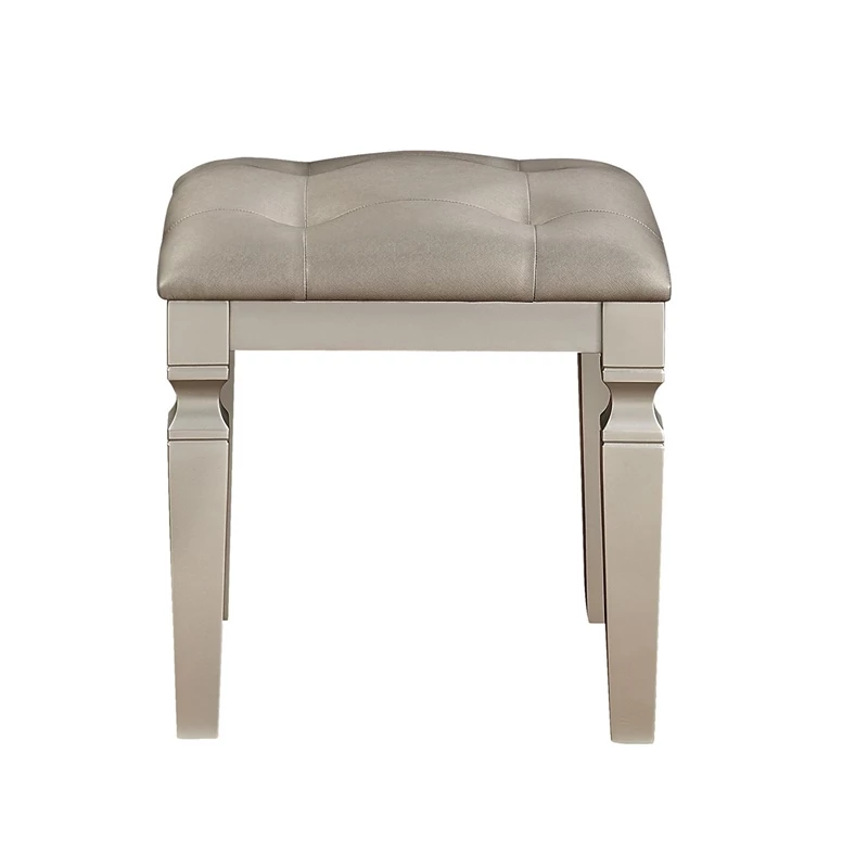 Cheap ๐ Poundex Wooden Makeup Vanity Set With Tri-fold Mirror And Stool - Silver ๐งจ 4 Cheap ๐ Poundex Wooden Makeup Vanity Set With Tri-fold Mirror And Stool - Silver ๐งจ - Image 2