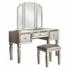 Cheap ๐ Poundex Wooden Makeup Vanity Set With Tri-fold Mirror And Stool - Silver ๐งจ 2 Cheap ๐ Poundex Wooden Makeup Vanity Set With Tri-fold Mirror And Stool - Silver ๐งจ -Living Room Sales Shop 2524518 L