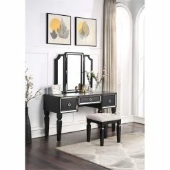 Wholesale ๐ฏ Poundex Wooden Makeup Vanity Set With Tri-fold Mirror And Stool - Black ๐ฏ 8 Wholesale ๐ฏ Poundex Wooden Makeup Vanity Set With Tri-fold Mirror And Stool - Black ๐ฏ -Living Room Sales Shop 2524519 2 L
