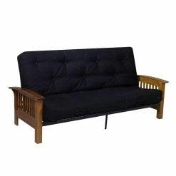 Coupon 😀 Wolf Memory Plus 80x60" Cotton & Fabric Queen Futon Mattress In Black Duck 🎉 -Living Room Sales Shop 2537518 1 L