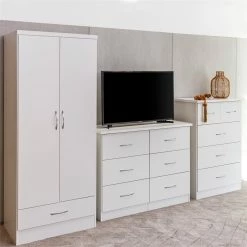 Deals 🔔 Herval Nevada Engineered Wood 2 Door Armoire In White ⌛ -Living Room Sales Shop 2547690 13 L