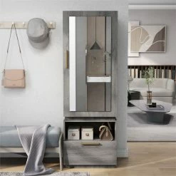 Top 10 🔥 Furniture Of America Jinx Wood 1-Drawer Armoire In Vintage Gray Oak ⌛ -Living Room Sales Shop 2552060 4 L