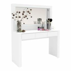New π― Boahaus Calypso 3-Drawer Modern Wood Makeup Vanity With Mirror In White π§¨