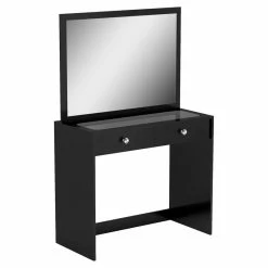 Best Pirce ✨ Boahaus Doris 2-Drawer Modern Wood 👗 Dressing Table With Mirror In Black 🛒