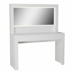 Promo 🔔 Boahaus Enid 3-Drawer Modern Wood Lighted Vanity With LED Light Strip In White 🛒