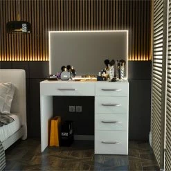 Coupon 🤩 Boahaus Gaia 5-Drawer Modern Wood Lighted Vanity With LED Light Strip In White 🎁 8 Coupon 🤩 Boahaus Gaia 5-Drawer Modern Wood Lighted Vanity With LED Light Strip In White 🎁 -Living Room Sales Shop 2553024 2 L