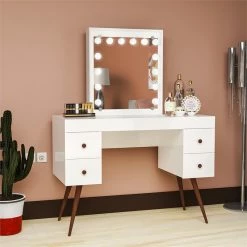 Cheapest π Boahaus Juno 4-Drawer Modern Wood π Dressing Table With Mirror In White π 6 Cheapest π Boahaus Juno 4-Drawer Modern Wood π Dressing Table With Mirror In White π -Living Room Sales Shop 2553027 1 L
