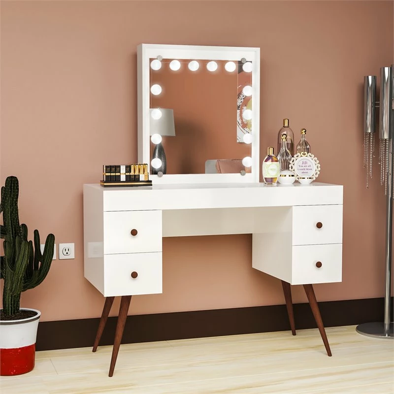 Cheapest π Boahaus Juno 4-Drawer Modern Wood π Dressing Table With Mirror In White π 4 Cheapest π Boahaus Juno 4-Drawer Modern Wood π Dressing Table With Mirror In White π - Image 2