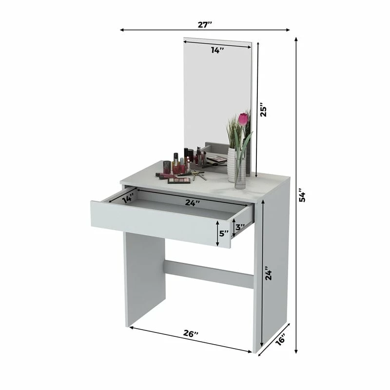 Coupon 💯 Boahaus Isabella 1-Drawer Modern Wood 👗 Dressing Table With Mirror In White 😀 6 Coupon 💯 Boahaus Isabella 1-Drawer Modern Wood 👗 Dressing Table With Mirror In White 😀 - Image 4