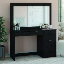 Wholesale ๐ Boahaus Joan 7-Drawer Modern Wood ๐ Dressing Table With Mirror In Black ๐งจ 8 Wholesale ๐ Boahaus Joan 7-Drawer Modern Wood ๐ Dressing Table With Mirror In Black ๐งจ -Living Room Sales Shop 2553032 2 L