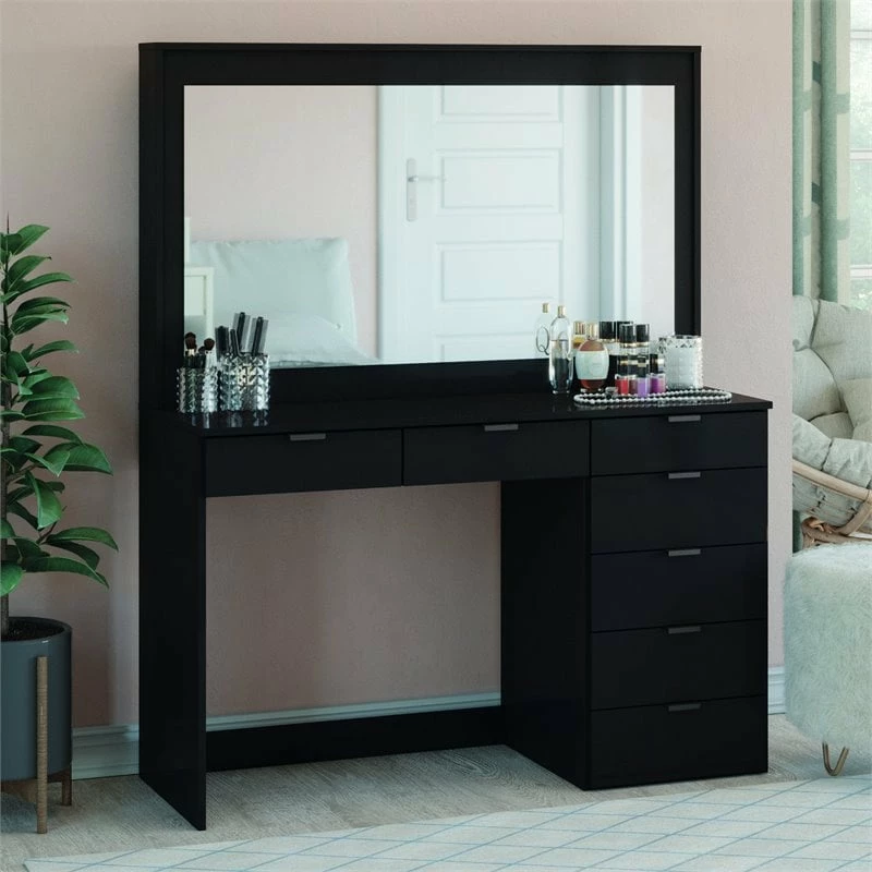 Wholesale ๐ Boahaus Joan 7-Drawer Modern Wood ๐ Dressing Table With Mirror In Black ๐งจ 5 Wholesale ๐ Boahaus Joan 7-Drawer Modern Wood ๐ Dressing Table With Mirror In Black ๐งจ - Image 3