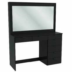 Wholesale ๐ Boahaus Joan 7-Drawer Modern Wood ๐ Dressing Table With Mirror In Black ๐งจ