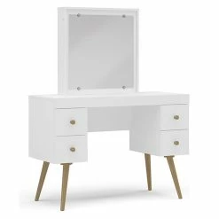 Brand new 🎁 Boahaus Mary 4-Drawer Modern Wood 👗 Dressing Table With Mirror In White 🔥