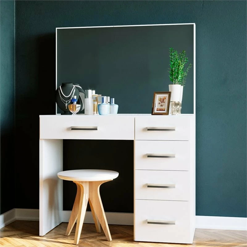 New ๐ Boahaus Matilda 5-Drawer Modern Wood ๐ Dressing Table With Mirror In White ๐ 4 New ๐ Boahaus Matilda 5-Drawer Modern Wood ๐ Dressing Table With Mirror In White ๐ - Image 2