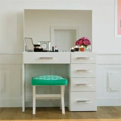 New ๐ Boahaus Matilda 5-Drawer Modern Wood ๐ Dressing Table With Mirror In White ๐ 8 New ๐ Boahaus Matilda 5-Drawer Modern Wood ๐ Dressing Table With Mirror In White ๐ -Living Room Sales Shop 2553037 2 L
