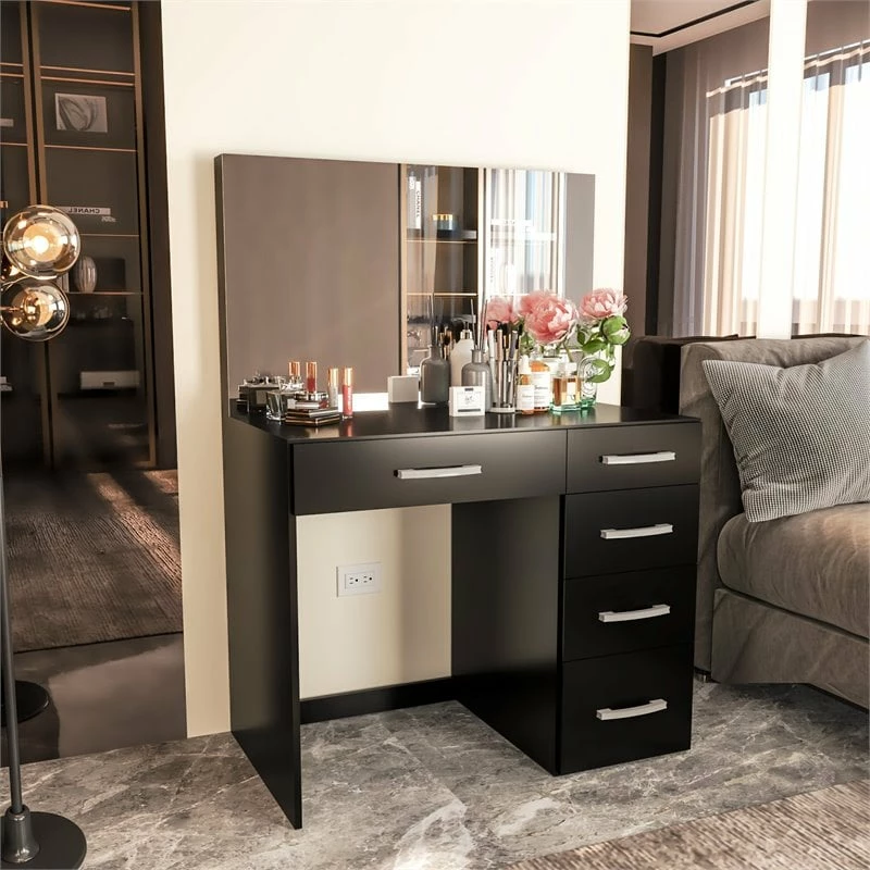 Budget ๐ Boahaus Matilda 5-Drawer Modern Wood ๐ Dressing Table With Mirror In Black ๐ฏ 4 Budget ๐ Boahaus Matilda 5-Drawer Modern Wood ๐ Dressing Table With Mirror In Black ๐ฏ - Image 2