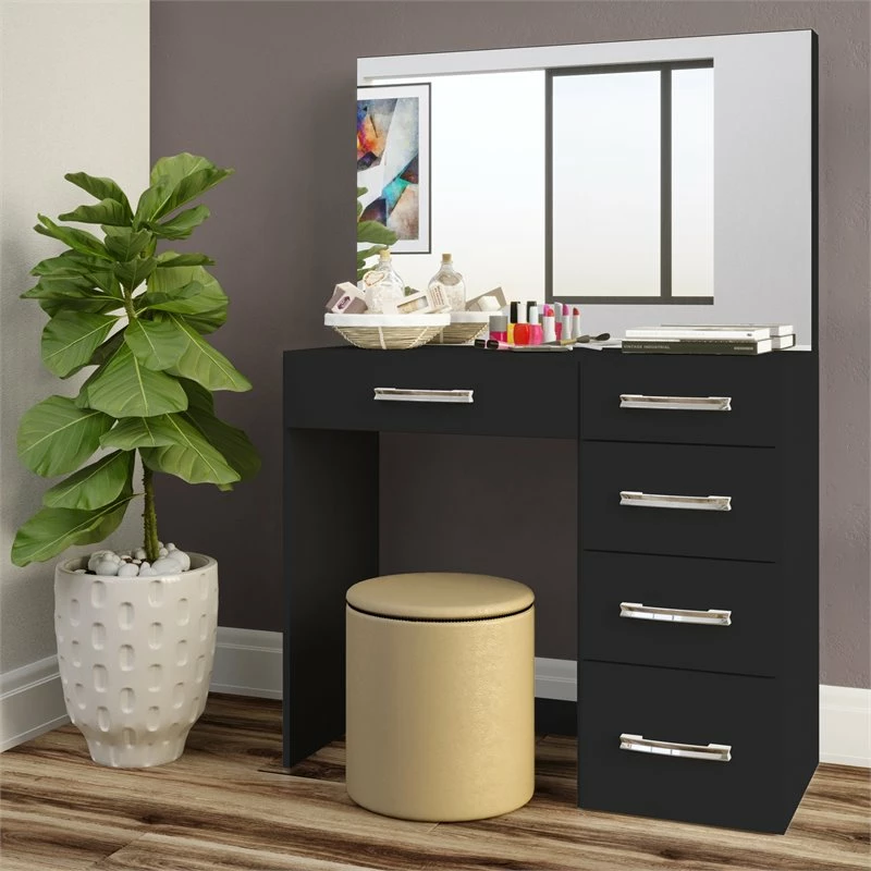 Budget ๐ Boahaus Matilda 5-Drawer Modern Wood ๐ Dressing Table With Mirror In Black ๐ฏ 5 Budget ๐ Boahaus Matilda 5-Drawer Modern Wood ๐ Dressing Table With Mirror In Black ๐ฏ - Image 3