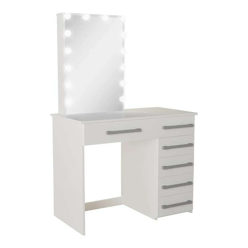 Best Pirce ๐งจ Boahaus Phoebe 6-Drawer Modern Wood Lighted Vanity With Mirror In White ๐ 3 Best Pirce ๐งจ Boahaus Phoebe 6-Drawer Modern Wood Lighted Vanity With Mirror In White ๐