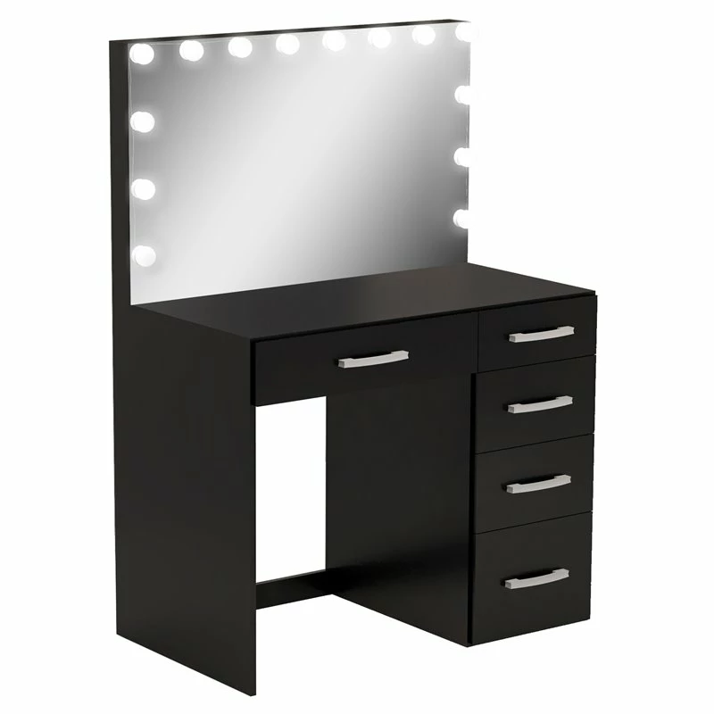 New ๐ฏ Boahaus Saranya 6-Drawer Modern Wood ๐ Dressing Table With Light Bulbs In Black ๐ 3 New ๐ฏ Boahaus Saranya 6-Drawer Modern Wood ๐ Dressing Table With Light Bulbs In Black ๐