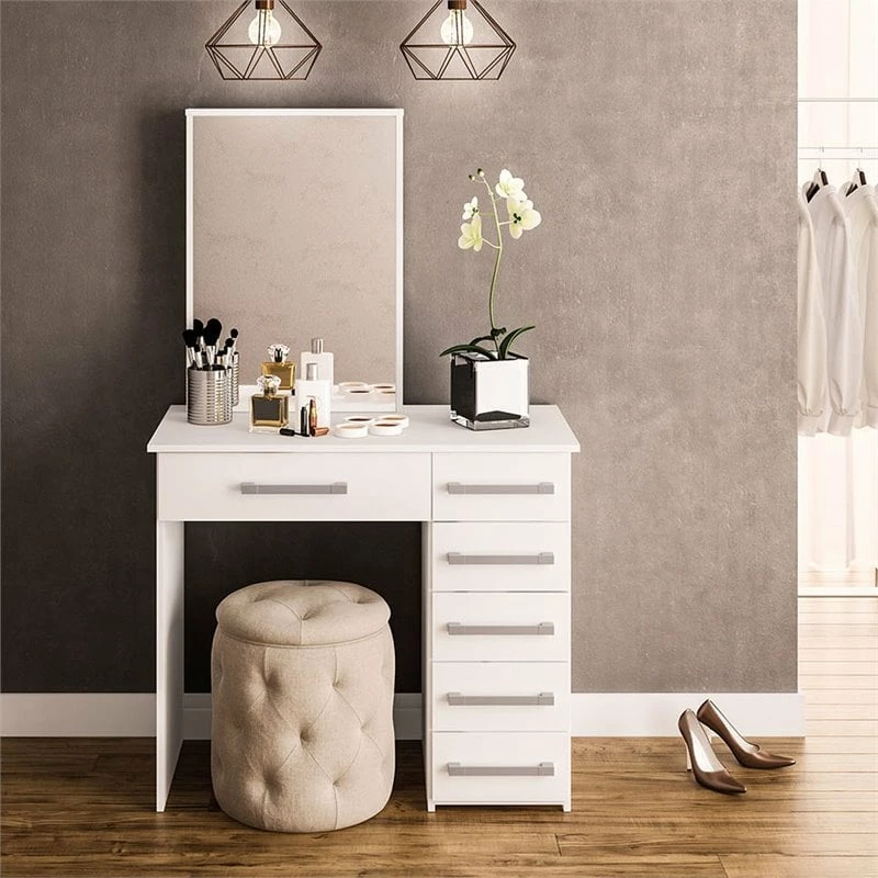 Hot Sale π Boahaus Sofia 6-Drawer Modern Wood Makeup Vanity With Mirror In White π 4 Hot Sale π Boahaus Sofia 6-Drawer Modern Wood Makeup Vanity With Mirror In White π - Image 2