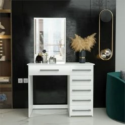 Hot Sale π Boahaus Sofia 6-Drawer Modern Wood Makeup Vanity With Mirror In White π 7 Hot Sale π Boahaus Sofia 6-Drawer Modern Wood Makeup Vanity With Mirror In White π -Living Room Sales Shop 2553050 2 L