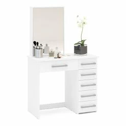Hot Sale π Boahaus Sofia 6-Drawer Modern Wood Makeup Vanity With Mirror In White π