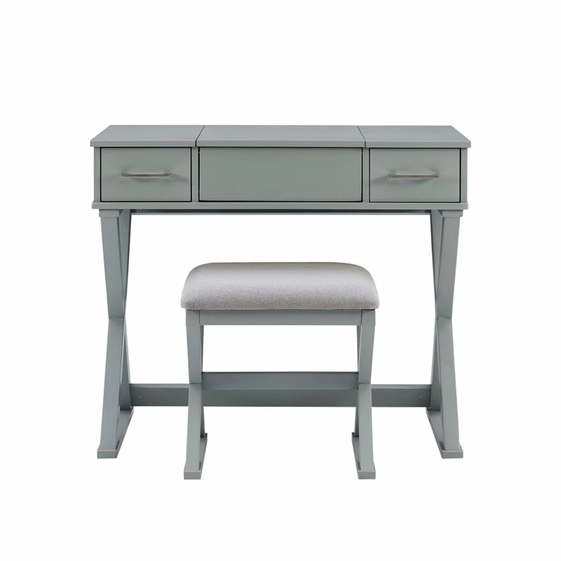 Deals ✔️ Linon Ashby Wood Bedroom Vanity In Gray ✨ 6 Deals ✔️ Linon Ashby Wood Bedroom Vanity In Gray ✨ - Image 4
