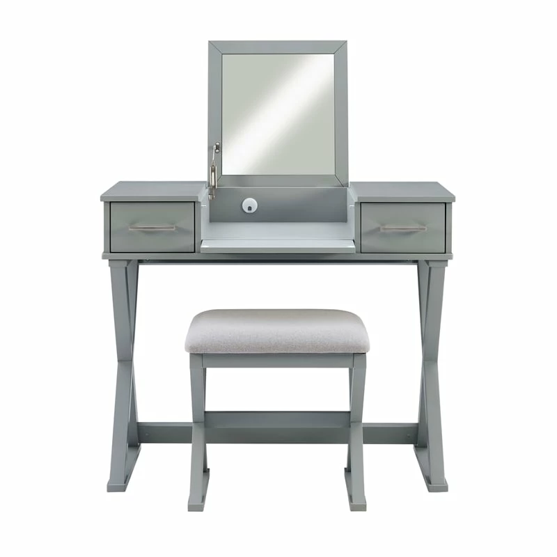 Deals ✔️ Linon Ashby Wood Bedroom Vanity In Gray ✨ 7 Deals ✔️ Linon Ashby Wood Bedroom Vanity In Gray ✨ - Image 5
